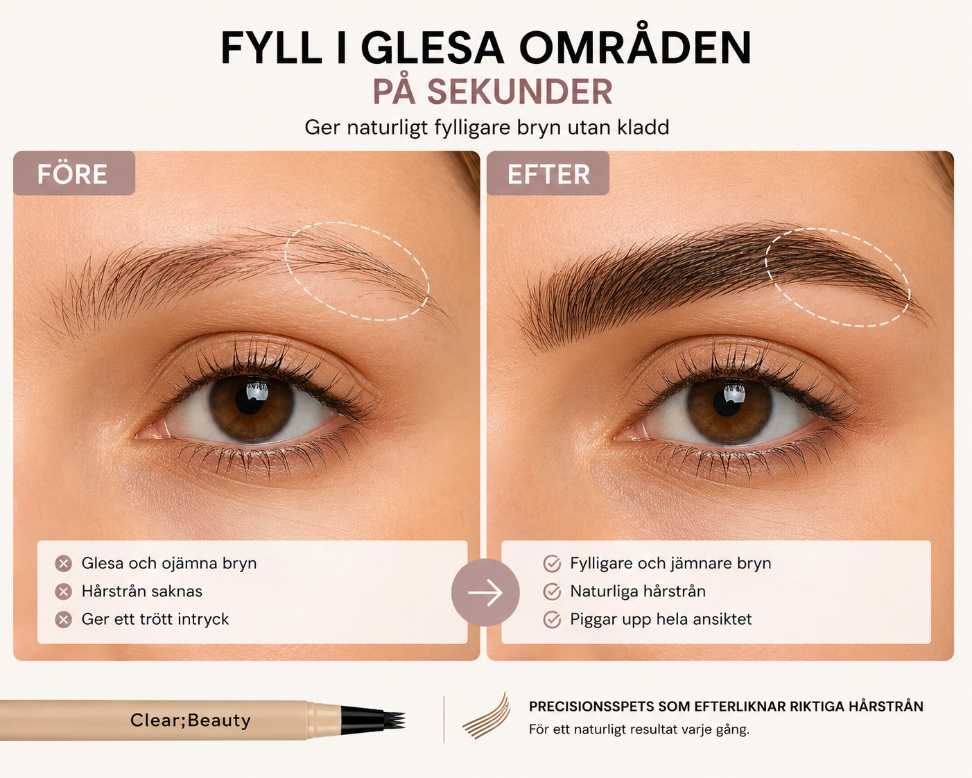 Clear;Beauty Brynpenna – Fylligare Bryn På Sekunder